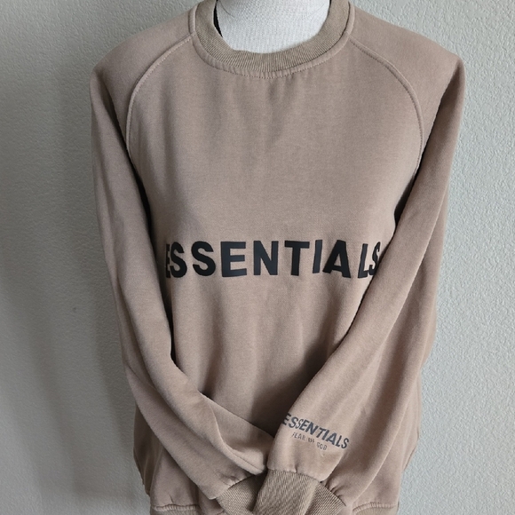 Essentials Tan Crewneck Sweater Soft Cotton Blend